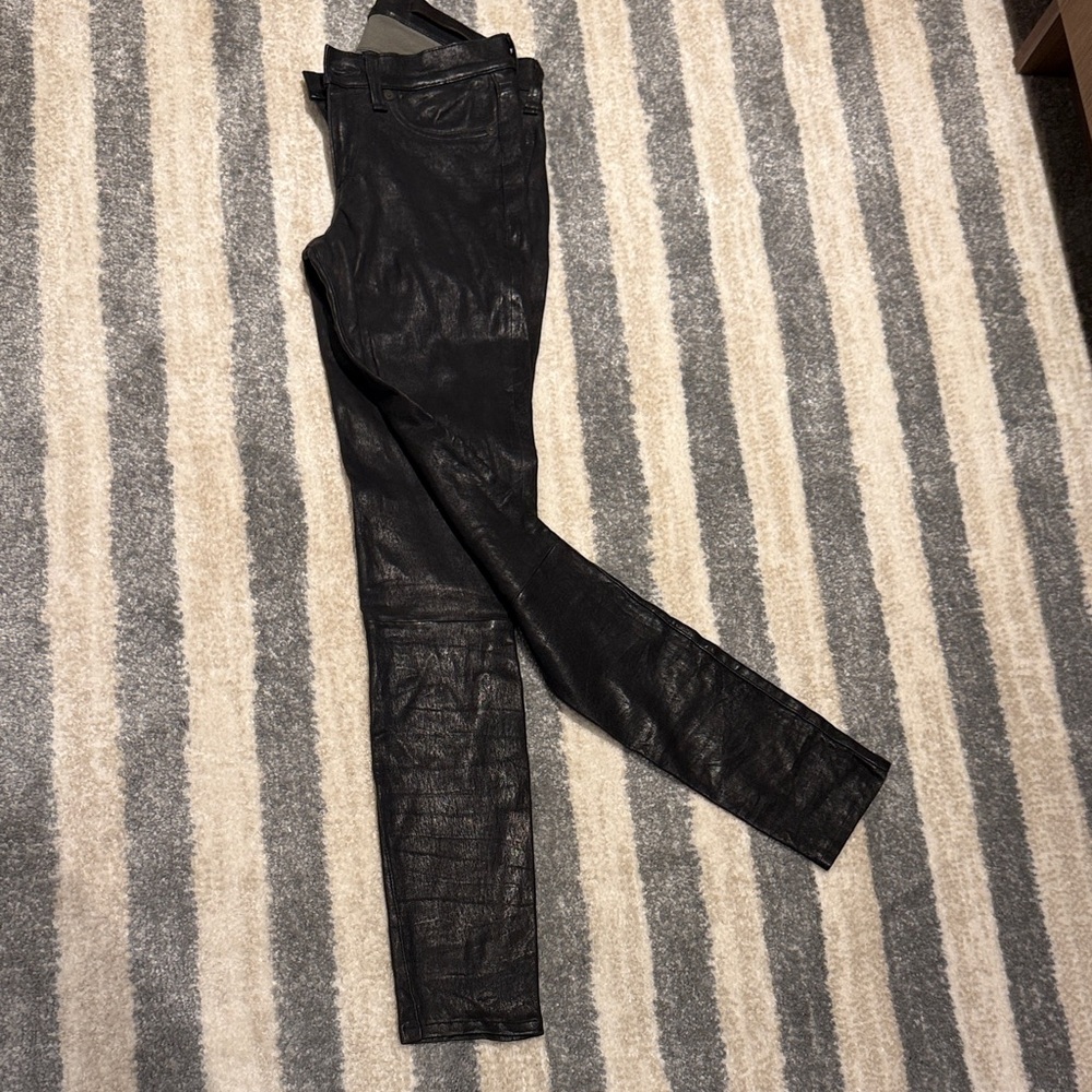 rag & bone Black Skinny stretch leather jeans